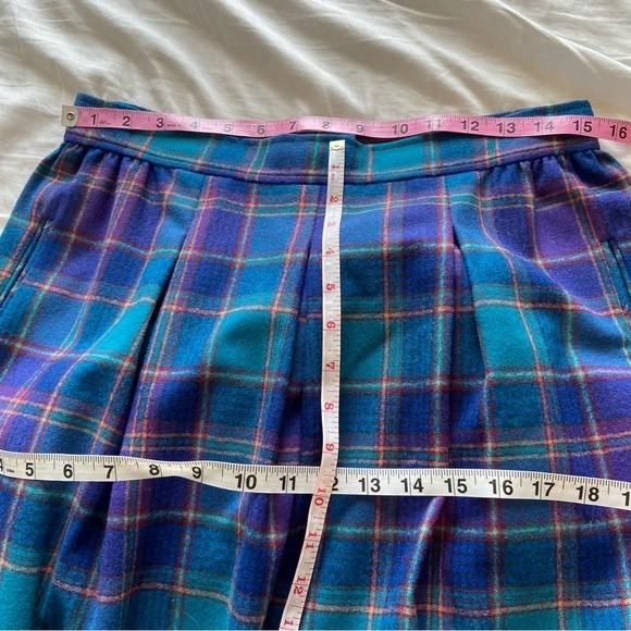 Pendleton Purple Blue Plaid Wool Maxi Skirt Size 14 - Picture 8 of 9
